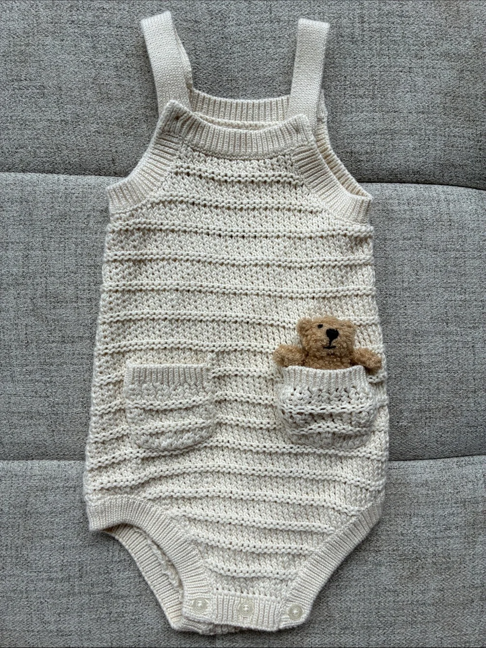 Baby GAP Cream Knit Romper with tag along Teddy